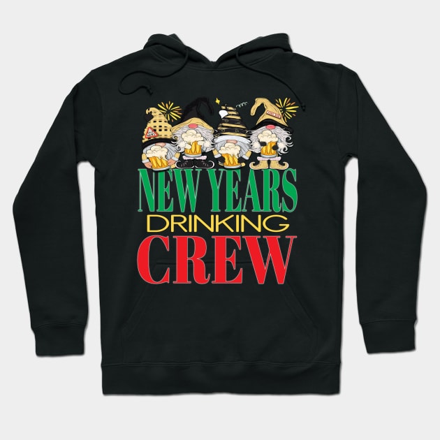 Funny New Years Drinking Crew Beers Alcohol Eve Gnomes Party New York Hoodie by Envision Styles